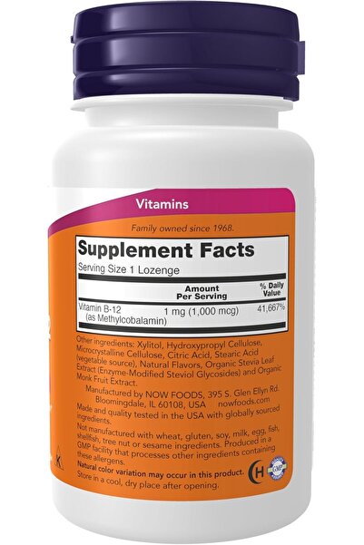 Now Foods Methyl B-12, 100 Lozenges 1000 mcg