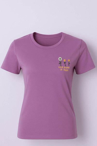 trender 3 Floral Print Lilac Women's T-Shirt Model 7
