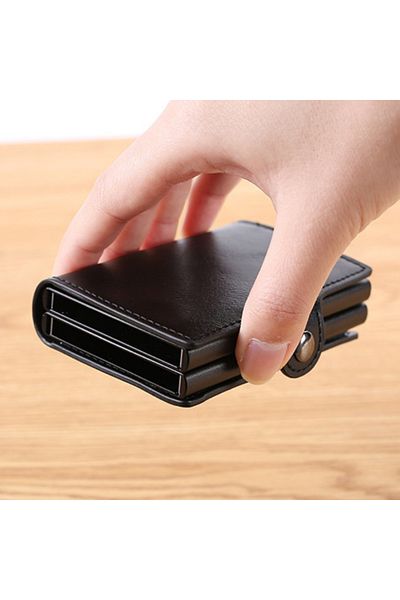 OEM Portofel carduri, RFID, XL, negru elegant, din piele ecologica, Potrivit pentru 10-14 carduri