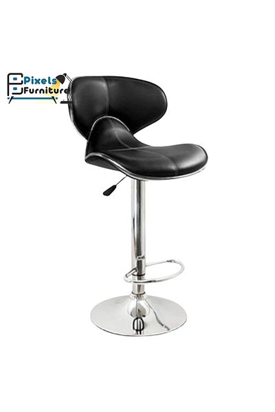 PixelsFurniture Set of 2 Pixel Furniture Bar Stools Adjustable Modern Design Swivel Leather Backrest Footrest