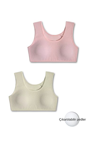 GizaKids 95% Cotton Girl's Thick Strap Padded Training Bra Half Undershirt Set of 6