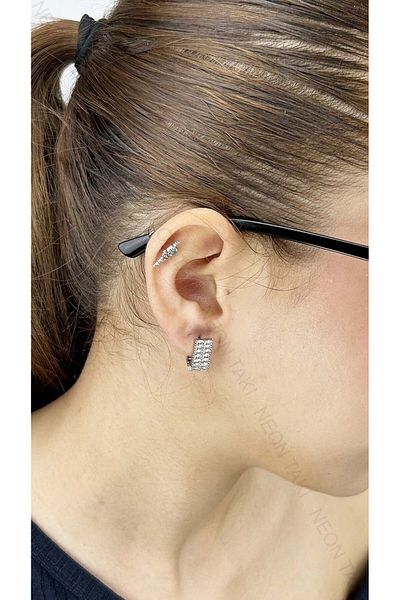Neon Takı by Atalay Receptivity Tag, Zircon Stone Oval Ring, Stainless Steel 126 Pieces Silver Color Hilltop