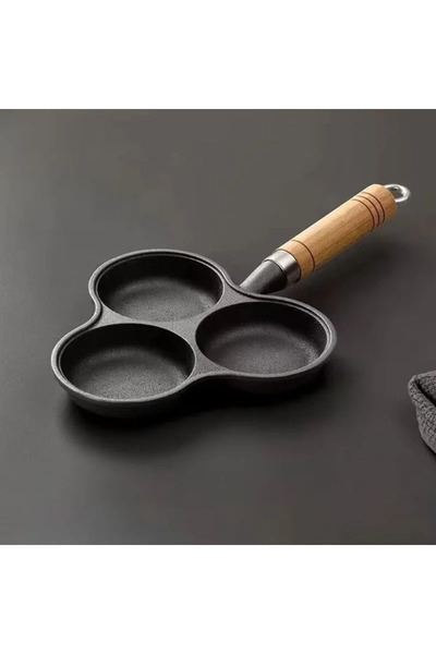 OEM Trio compartmented pan, non-stick for fast cooking, durable cast iron, 3 circular spaces