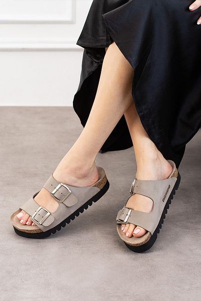 Uniqueqoop Tokyo Genuine Leather Cork Sole Orthopedic High Eva Women's Slippers