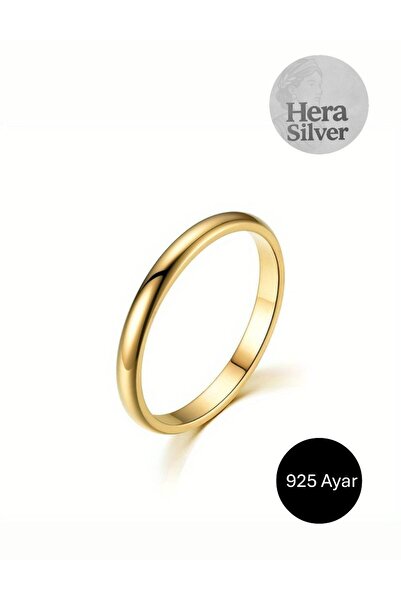HERA SİLVER 925 Ayar Gümüş Altın Kaplama Alyans Söz Nişan Sevgili Yüzüğü