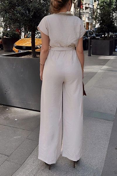 bacc Women's Stone Jacket Collar Self-Belt Jumpsuit Bcbsk-25700-3405