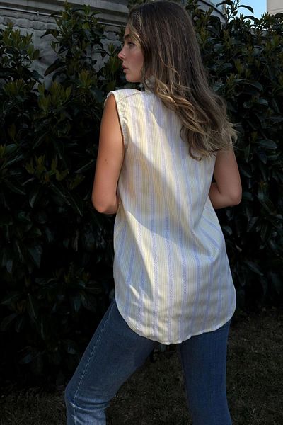 bacc Women's Yellow Self Textured Half Placket Tank Top Bcbsk-25700-3422
