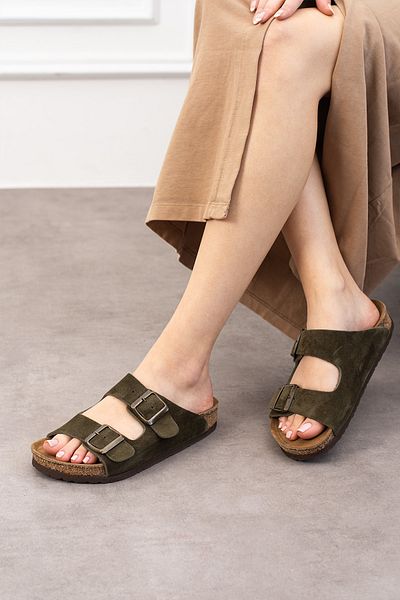 Uniqueqoop Παντόφλες Unisex από γνήσιο δέρμα Ορθοπεδικής Σόλας από φελλό Tokyo