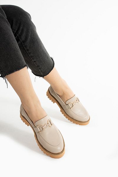 Getcho Pantofi de damă Alaba din piele naturală Stone Loafer