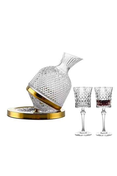 OEM Set decantor vin Decantor vin rotativ, ergonomic, incl. accesorii, 2 pahare, 1500 ml