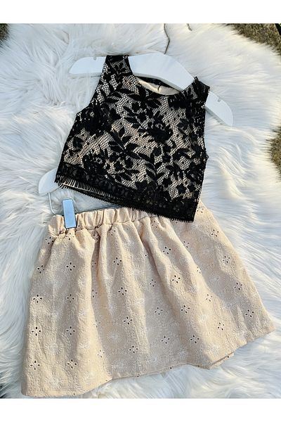 ÇOCUK TARZ MODA Lace Blouse Skirt Girl's Set