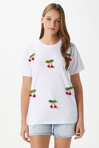 Ritnice Γυναικείο T-Shirt Chery White Cherry με ραφές