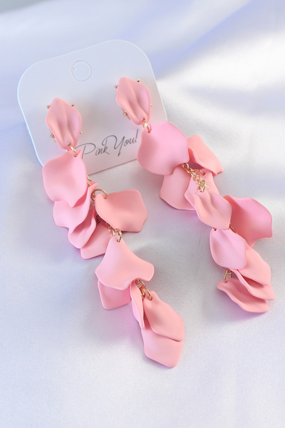 Skygo Gold Renk Pembe Yaprak Model Kadın Küpe - TJ-BKP7303