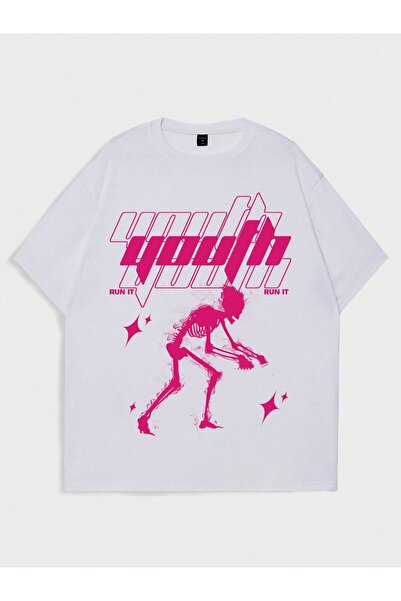 Bengi Clothing تي شيرت مطبوع بأكمام قصيرة وقصة كبيرة الحجم