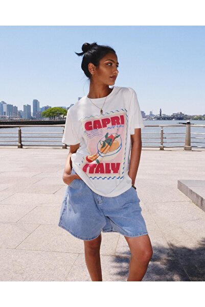 Bengi Clothing تي شيرت مطبوع بأكمام قصيرة وقصة كبيرة الحجم