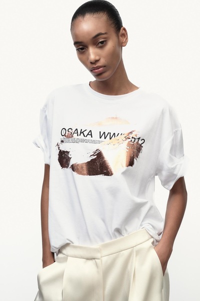 Jose Clothing تي شيرت مطبوع بأكمام قصيرة وقصة كبيرة الحجم