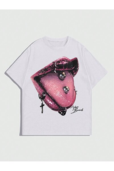 Jose Clothing Tricou imprimat cu mânecă scurtă cu croială supradimensionată