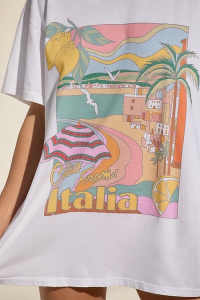 Jose Clothing Tricou imprimat cu mânecă scurtă cu croială supradimensionată