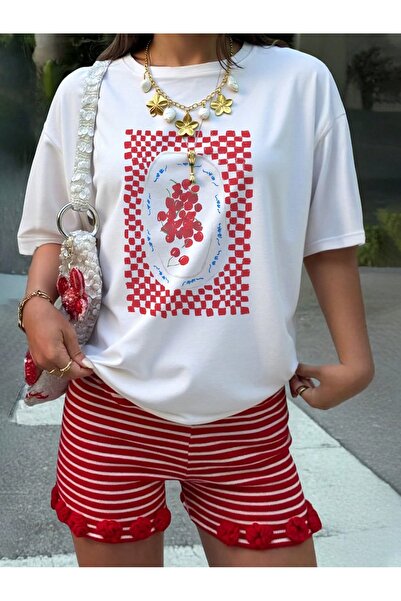 Jose Clothing Tricou imprimat cu mânecă scurtă cu croială supradimensionată