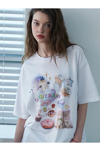 Bengi Clothing تي شيرت مطبوع بأكمام قصيرة وقصة كبيرة الحجم