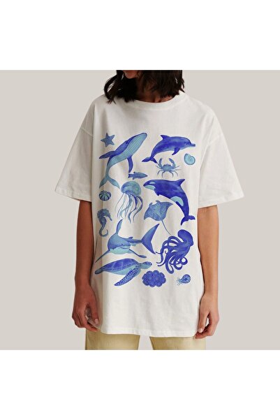 Bengi Clothing تي شيرت مطبوع بأكمام قصيرة وقصة كبيرة الحجم