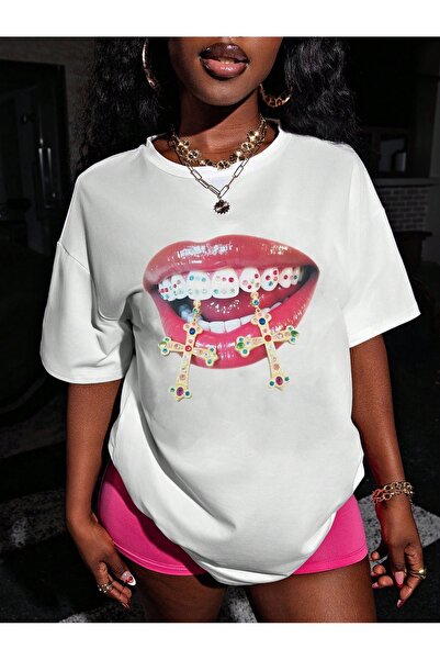 Jose Clothing Tricou imprimat cu mânecă scurtă cu croială supradimensionată