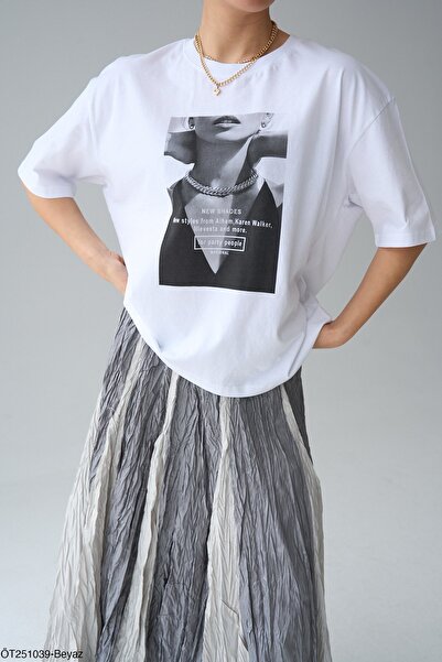 Jose Clothing Tricou imprimat cu mânecă scurtă cu croială supradimensionată