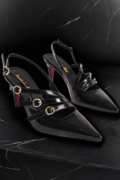 PayBuy Pantofi eleganti de damă, cu cataramă cu trei dungi, pantofi cu toc sc...