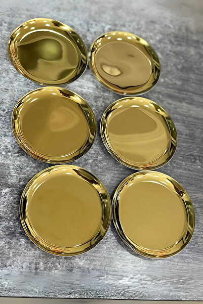 Yaren Style Set of 6 Mini Gold Color Stainless Steel |   Dessert, Treat Cookie Plate 12cm