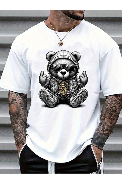 Jose Clothing تي شيرت مطبوع بأكمام قصيرة وقصة كبيرة الحجم