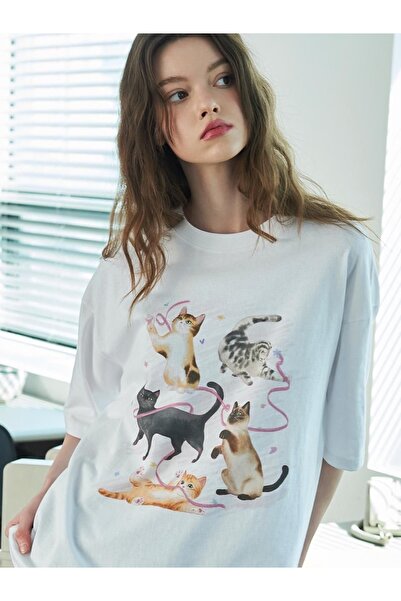 Jose Clothing Tricou imprimat cu mânecă scurtă cu croială supradimensionată