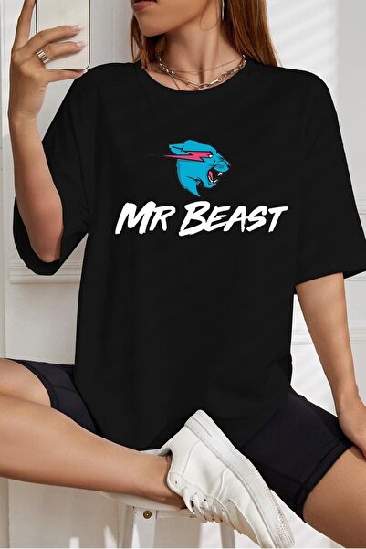 Massgai Unisex Mr Beast Štampano Oversize kroj 100% pamuk T-shirt