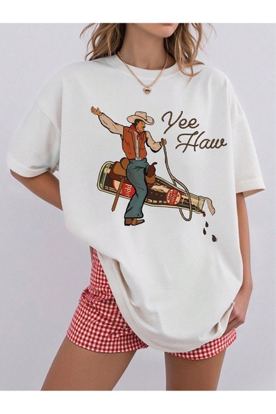 Bengi Clothing تي شيرت مطبوع بأكمام قصيرة وقصة كبيرة الحجم