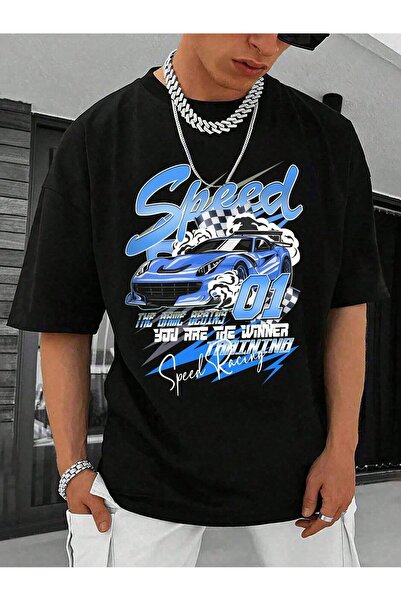 Jose Clothing Tricou imprimat cu mânecă scurtă cu croială supradimensionată