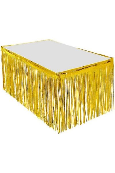 STOREMAX Bystoreby Sparkly Metallized Gold Color Table Skirt 4 Meters Newdesing 646268