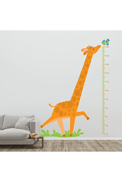 KT Decor Set de autocolante de perete pentru copii și cameră cu măsurător de înălțime cu girafă drăguță