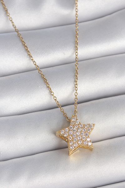 Skygo 316L Steel Gold Color Chain Zircon Stone Star Model Women's Necklace - Tj-Bko10041