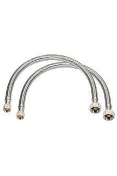 STOREMAX Bystoreby 3/8 Toilet Seat Connection Hose Steel Connection Flex- 2 Pieces 100 cm Newdesing 646268