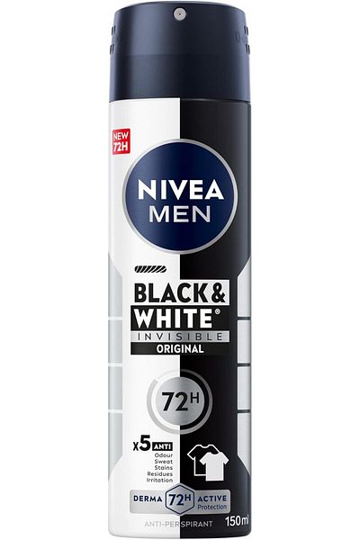 NIVEA Men Invisible Black & White Original Antiperspirant Spray, 150ml