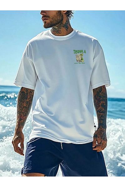 Massgai Μπλουζάκι Unisex Tequila Printed Oversize 100% βαμβάκι
