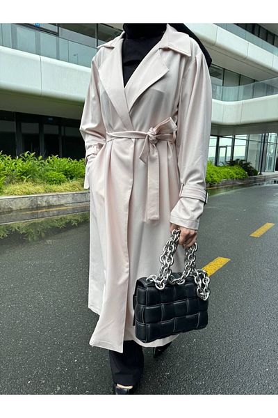 TANISA Deluna Belt Detail Long Trench Coat Tns-4389