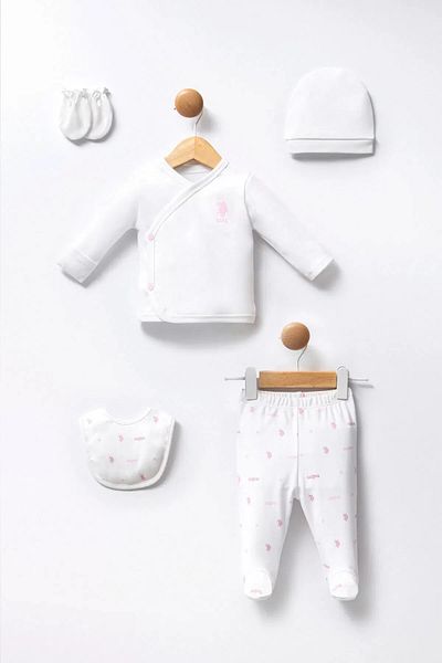 dalinda Eterelle U.S. Polo 5-Piece Hospital Discharge Set Usb2358 White