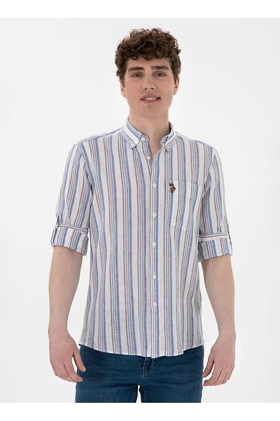 U.S. Polo Assn. Мъжка риза U.S. Polo Assn. Regular Fit с яка, кафява, KAVLI