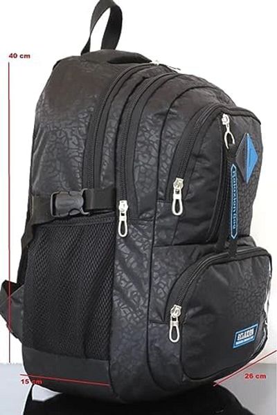 STOREMAX Mu-Artshop 2049 Black - Blue Detailed Middle School, High School School Bag + 750 ml Black Relaxion Water Bottle