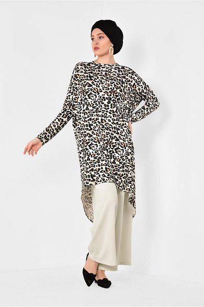Alvina 4918 Model Leopard Patterned Tunic
