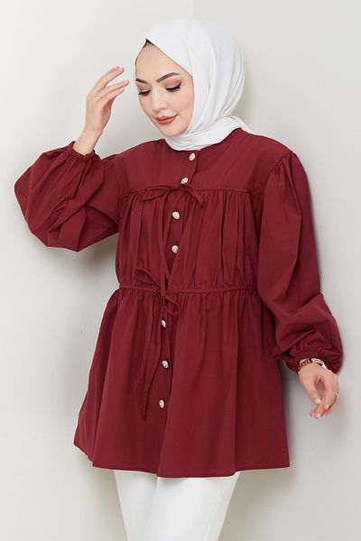 InStyle Cămașă roșie Claret cu nasturi de piatră