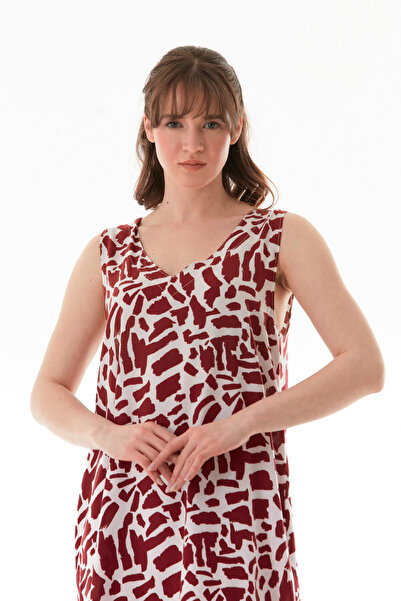 Fulla Moda Patterned V-Neck Skirt Ruffle Dress