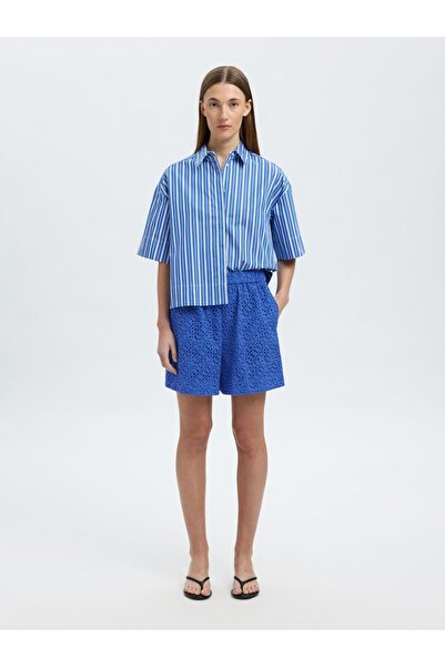 SELECTED Højtaljede shorts Broderie Anglaise