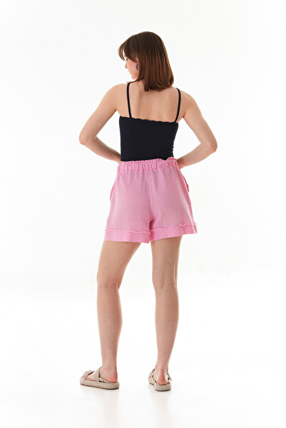 Fulla Moda Elastic Waist Pocket Muslin Shorts