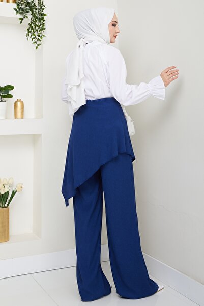 InStyle Штани з перехресним швом, темно-сині, креп